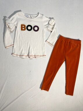 Mud Pie Girls Boo Halloween Tunic and Velour Leggings Set 24M /2T